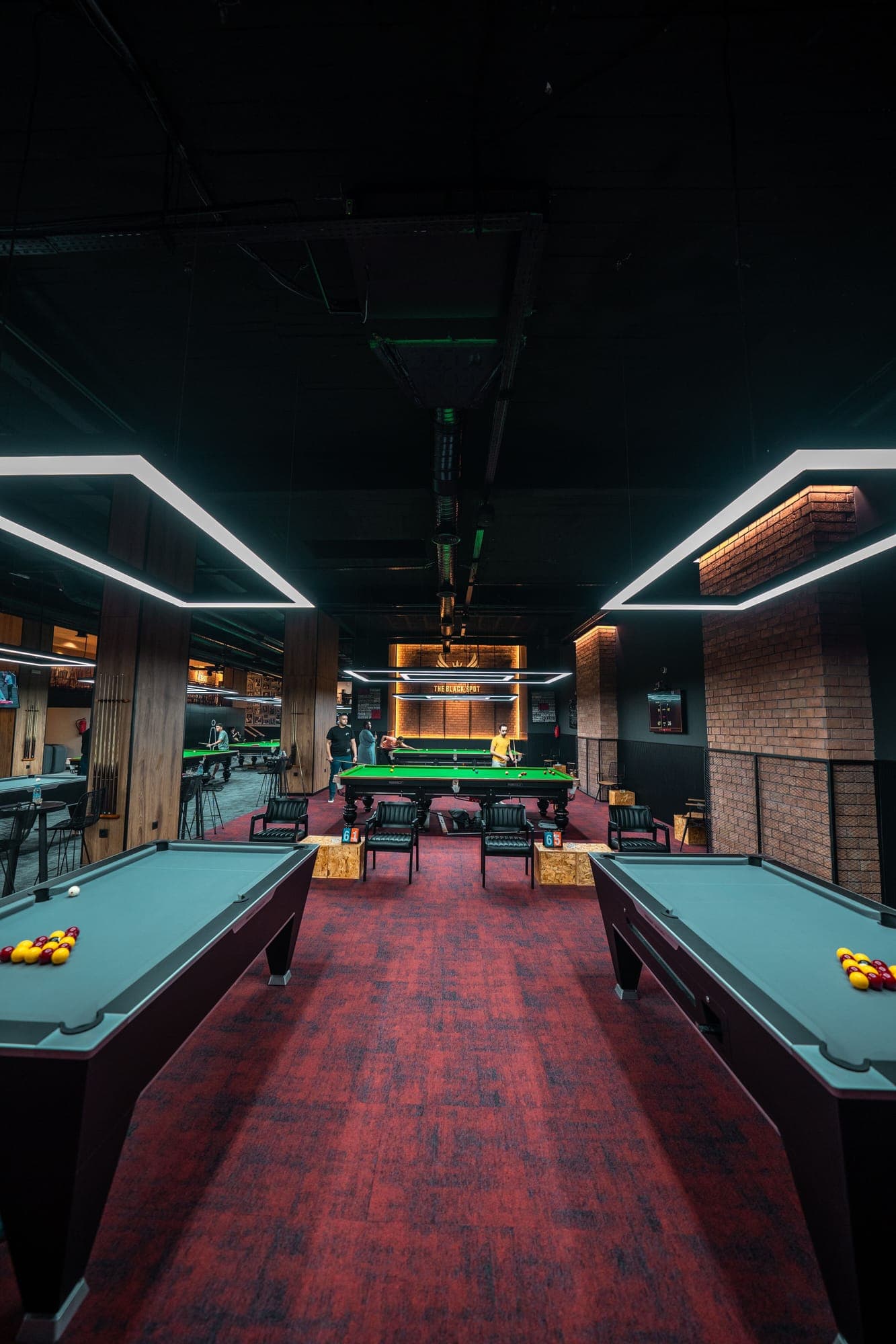 Pool and snooker tables in the arena area