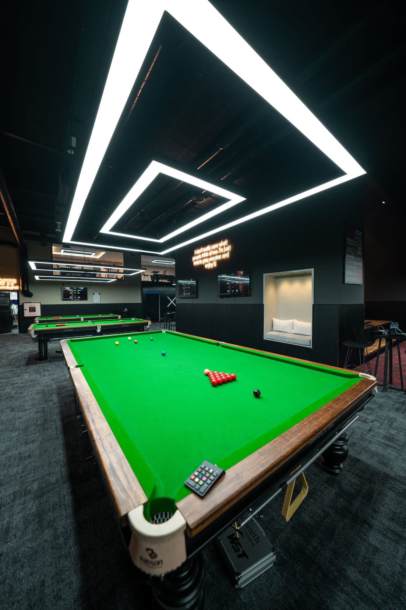 Snooker tables in the main hall